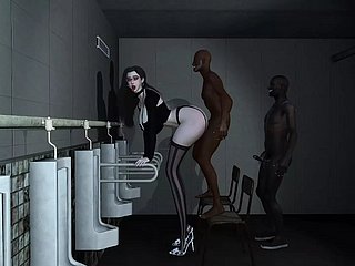 3D eminent boobs Asian milf with down in the mouth lingerie shot the brush roguish length of existence triune sex with big Hawkshaw